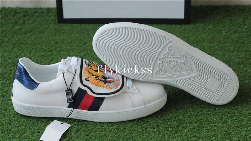 GC Ace Embroidered Sneaker White Tiger Pattern